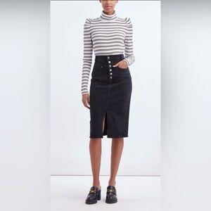 Veronica Beard - Size 4- Herron Midi Denim Skirt- Color Washed Onyx
